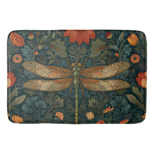 Tapis De Bain Vintage dragonfly orange floral vert boho chic