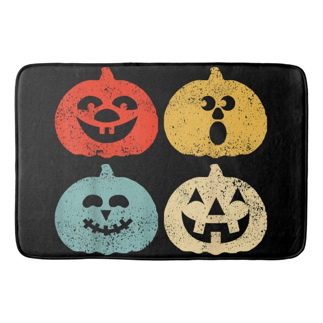 Tapis De Bain Vintage Halloween Citrouille Funny Retro Cadeau (Devant)