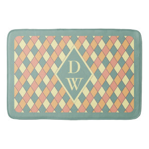 Tapis De Bain Vintage Harlequine Diagonal dans Pastels Monogramm