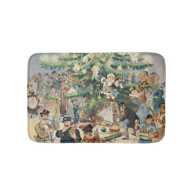 Tapis De Bain Vintage Illustration Puck's Christmas Tree, 1902 (Devant)