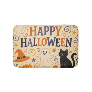 Tapis De Bain Vintage, mignonne chauve-souris d'halloween, fantô