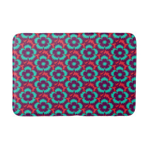Tapis De Bain Vintage turquoise rouge floral Dianthus Barbatus