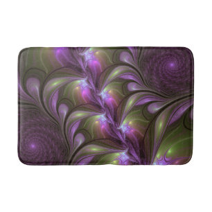 Tapis De Bain Violet Abstrait violet violet kaki fractal