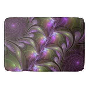 Tapis De Bain Violet Abstrait violet violet kaki fractal