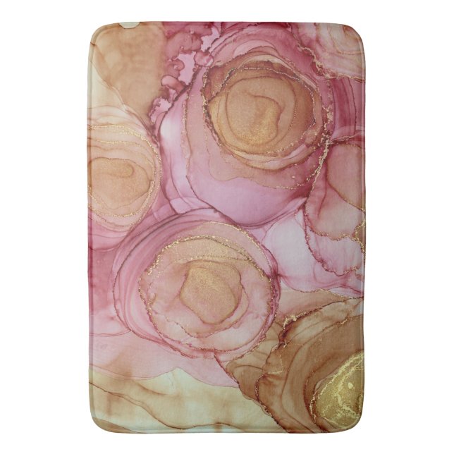 Tapis De Bain Violet Beige Abstrait Floral (devant Vertical)