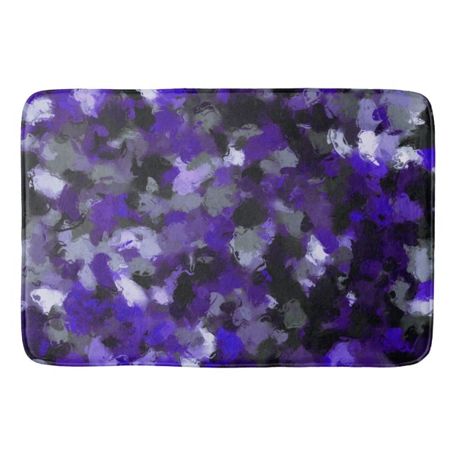 Tapis De Bain Violet, gris, noir et bleu Abstrait (Devant)