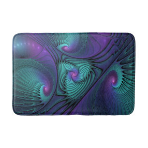 Tapis De Bain Violet rencontre Turquoise moderne art fractal abs
