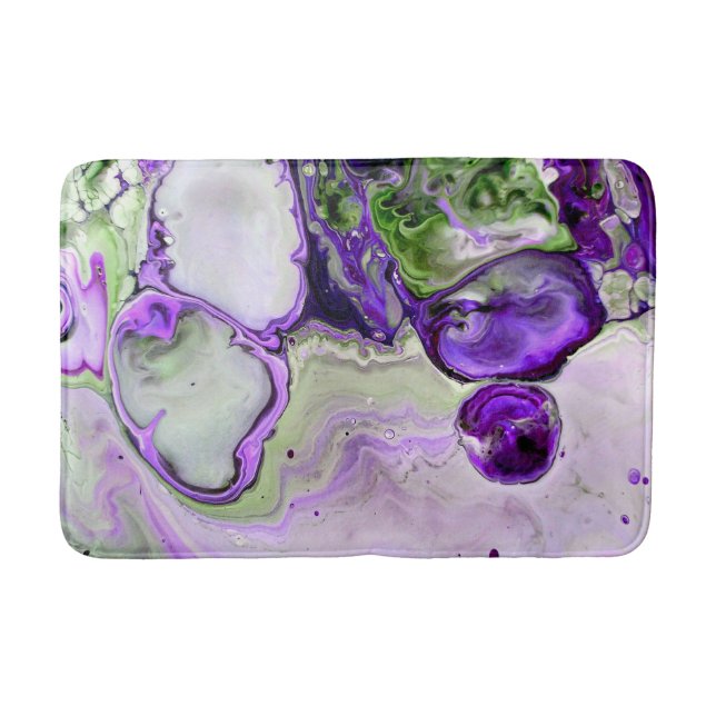 Tapis De Bain Violet vert violet marbre Fluid Art Abstrait (Devant)