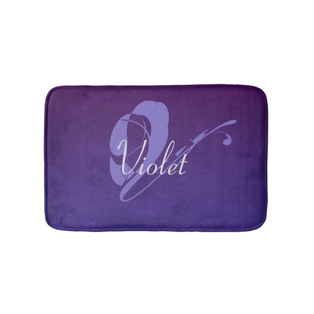 Tapis De Bain Violet violet bleu rustique nom Abstrait monogramm (Devant)