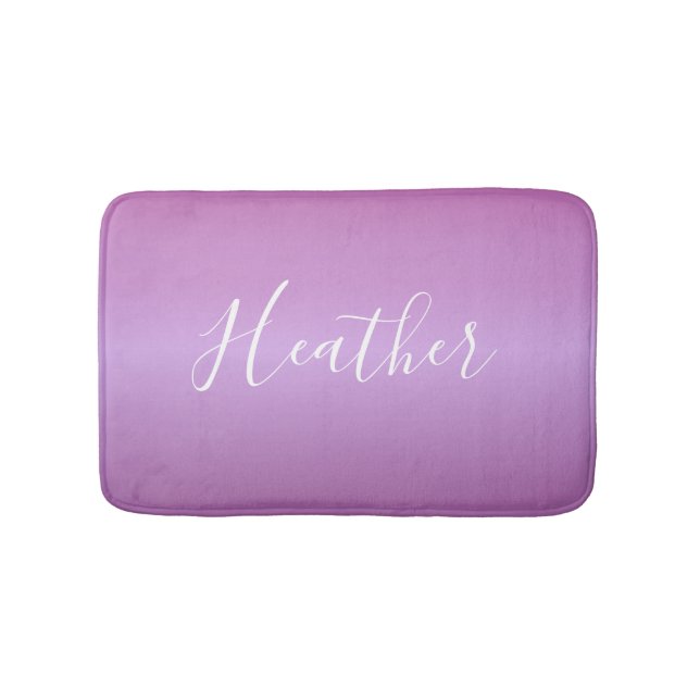 Tapis De Bain Violet violet et script blanc personnalisé (Devant)