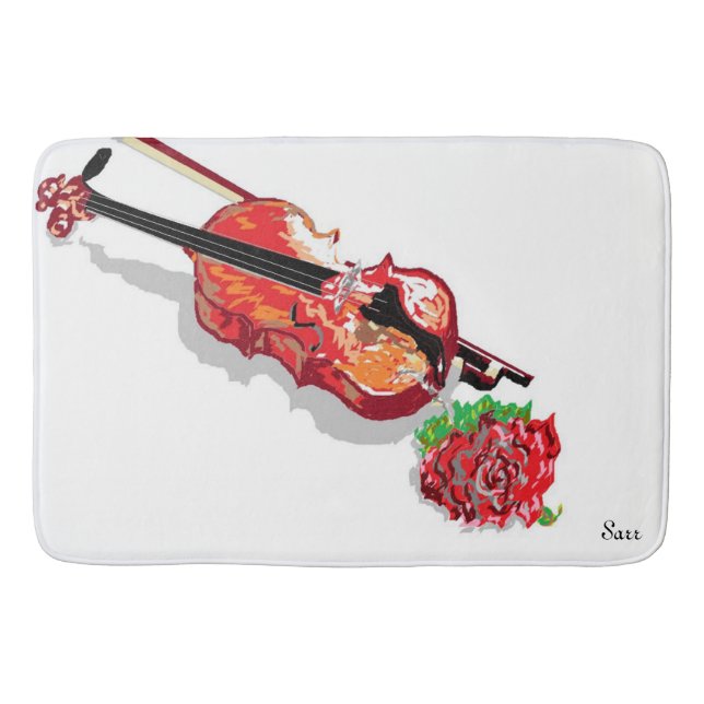 Tapis De Bain Violon de grand bain avec un Rose (Devant)