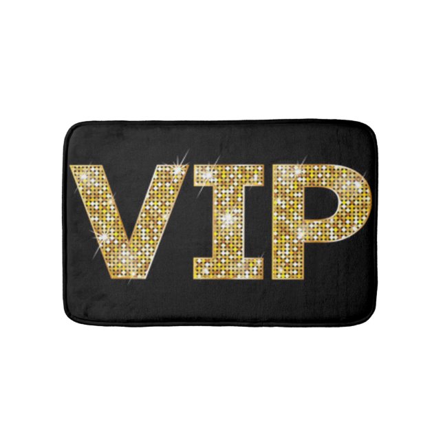 Tapis De Bain VIP Parties scintillant noir et or (Devant)