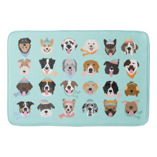 Tapis De Bain Visages de chiens d'hiver