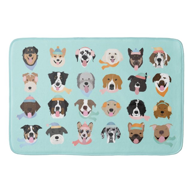 Tapis De Bain Visages de chiens d'hiver (Devant)