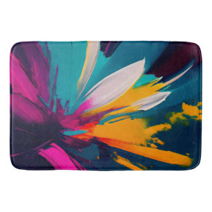 Tapis De Bain Vivid Bloom – Énergie florale abstraite explosive