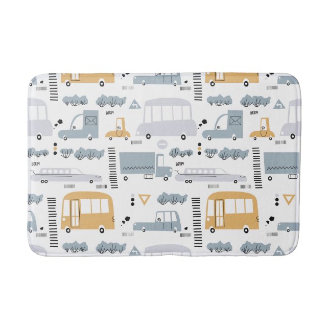 Tapis De Bain Voitures mignonnes dans le Motif de la circulation (Devant)