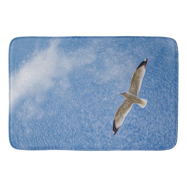 Tapis De Bain Voler une mouette solo dans le ciel (Devant)