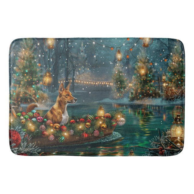 Tapis De Bain Voyage de Noël de Basenji (Devant)