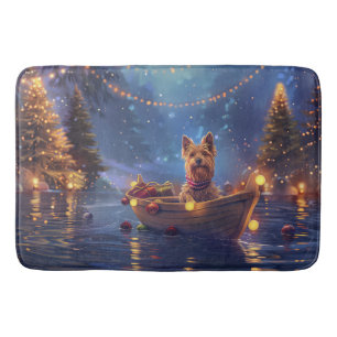 Tapis De Bain Voyage de Noël de Terrier australien