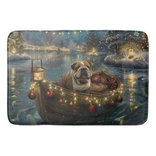 Tapis De Bain Voyage du festival de Noël de Bulldog
