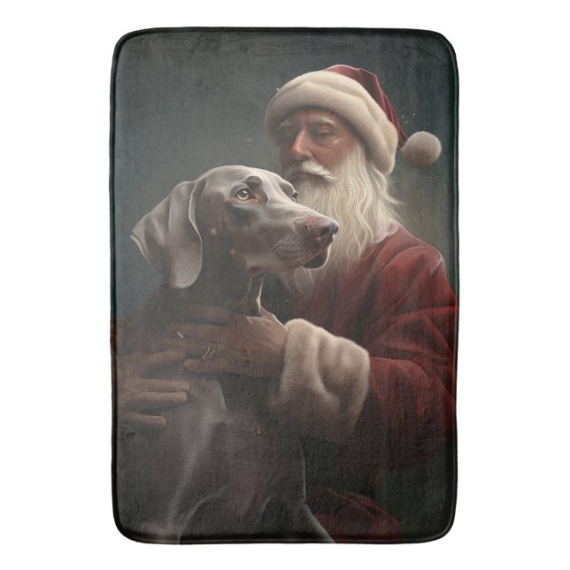 Tapis De Bain Weimaraner avec Noël Festif du Père Noël (devant Vertical)
