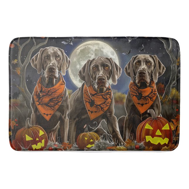 Tapis De Bain Weimaraner Halloween Éffrayant (Devant)