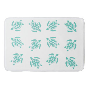 Tapis De Bain Whimsical Aqua Blue Sea Turtles Motif nautique