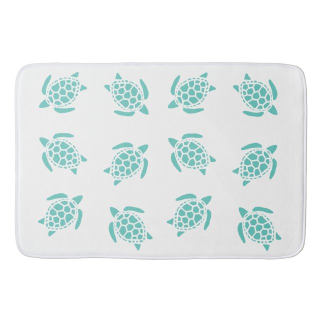 Tapis De Bain Whimsical Aqua Blue Sea Turtles Motif nautique (Devant)