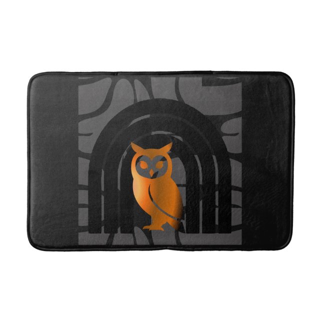 Tapis De Bain Whimsical Boho Owl & Tropical Monstera Leaf (Devant)