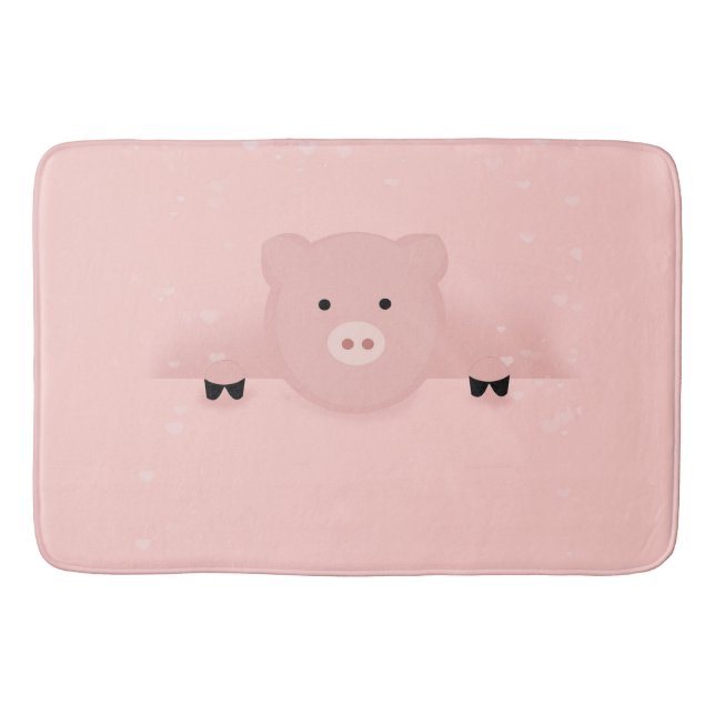 Tapis De Bain Whimsical pink pig cute Farm Animal (Devant)