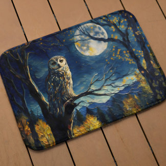 Tapis De Bain Whispers Lune - Chouette de Van Gogh en forêt auto