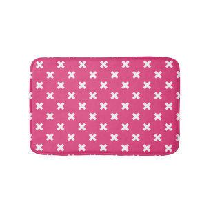 Tapis De Bain White cross stitches on fuchsia
