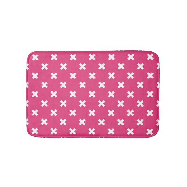 Tapis De Bain White cross stitches on fuchsia (Devant)