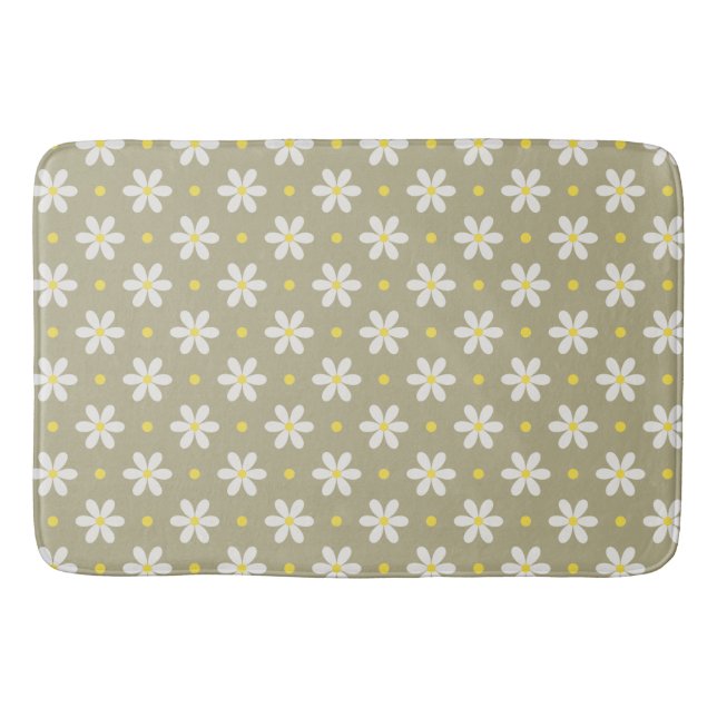 Tapis De Bain White Daisies Pattern Custom Background (Devant)