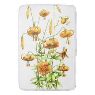 Tapis De Bain Wild Orange Tiger Lilies Botanical Art
