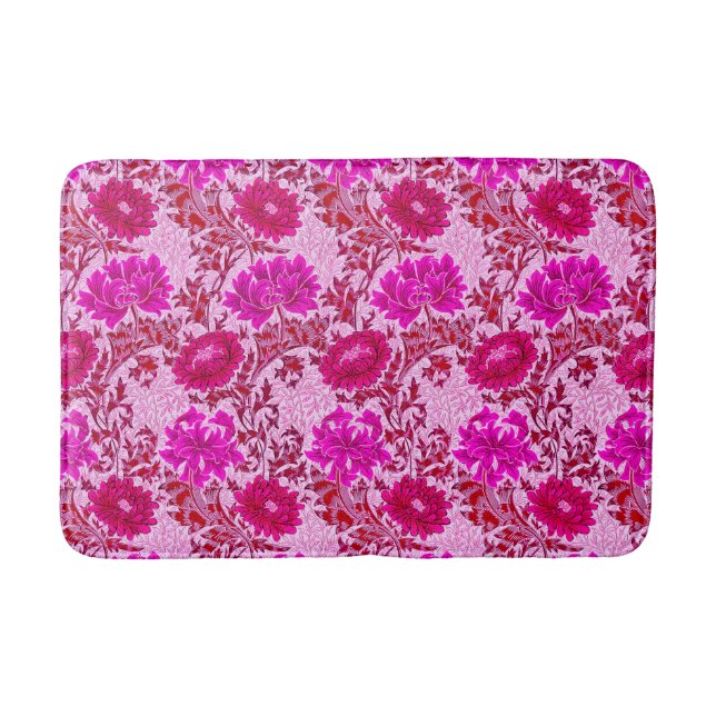 Tapis De Bain William Morris Chrysanthemums, Bourgogne et rose (Devant)