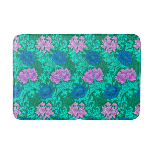 Tapis De Bain William Morris Chrysanthemums, Lime Green & Aqua