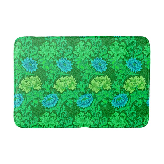 Tapis De Bain William Morris Chrysanthemums, Lime Green & Aqua (Devant)