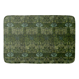 Tapis De Bain William Morris Grand Feuille vert & Fleur bleue