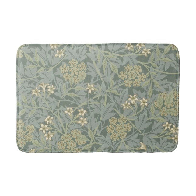 Tapis De Bain William Morris Jasmine Bleu Vert Art Botanique (Devant)