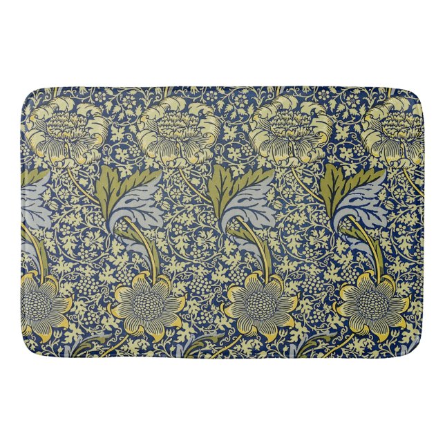 Tapis De Bain William Morris Kennet Fond d'écran Floral Bleu (Devant)