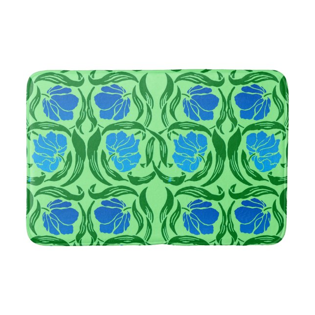 Tapis De Bain William Morris Pimpernel, Blue & Lime Green (Devant)