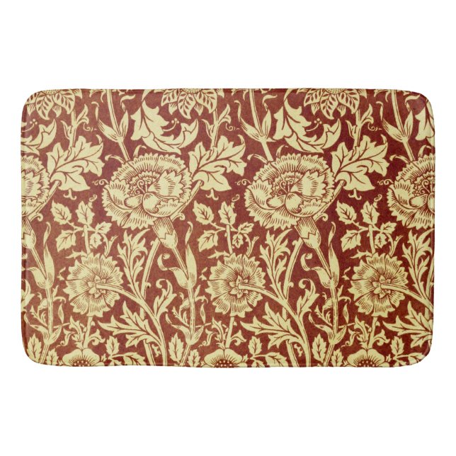 Tapis De Bain William Morris Rose rouge et blanc (Devant)