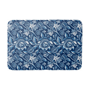 Tapis De Bain William Morris Sunflower, bleu foncé et blanc