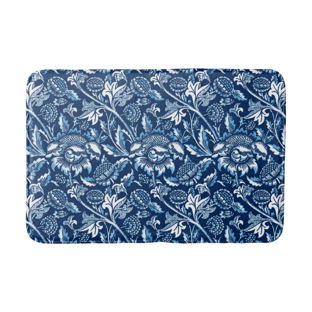 Tapis De Bain William Morris Sunflower, bleu foncé et blanc (Devant)