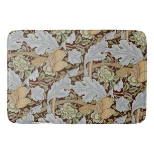 Tapis De Bain William Morris Vintage Floral Fleur Blanc Rouge