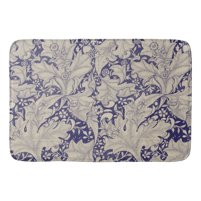 Tapis De Bain William Morris Wallflower bleu damas floral (Devant)