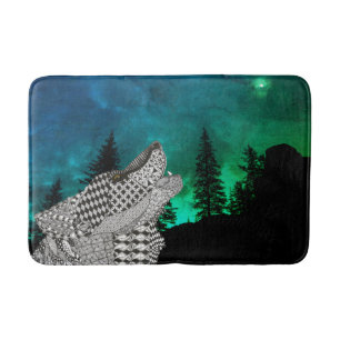 Tapis De Bain Wolf Howling à la Lune