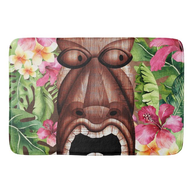 Tapis De Bain Wooden Hawaiian Tiki Luau Summer Tropical (Devant)