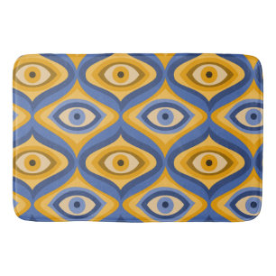 Tapis De Bain Yellow Blue Eye Art Déco Motif géométrique